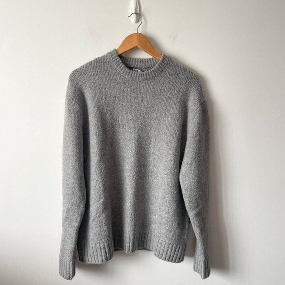 Zara Knit Wool Alpaca Blend Crew Sweater NWT Grey Medium - Picture 1 of 6